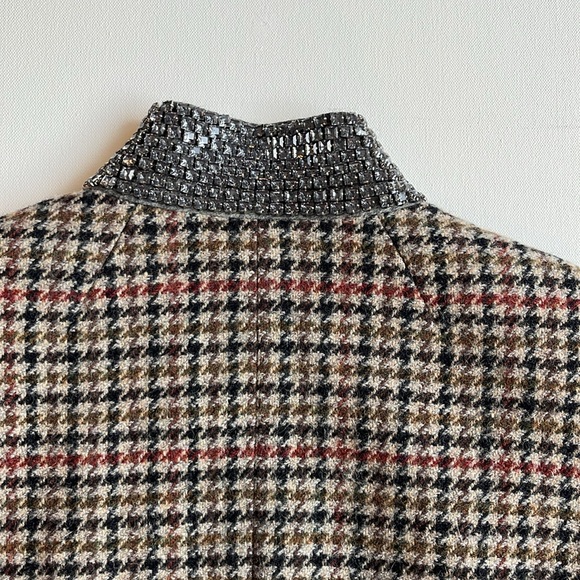 J.Crew Regent Houndstooth Jeweled Collar Wool Blazer- NWT- Size 10 - Picture 12 of 16